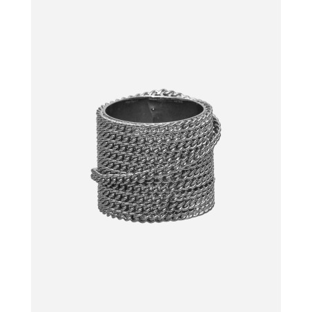 Brand New Stacked Chain Ring Antic Silver Fresh Release