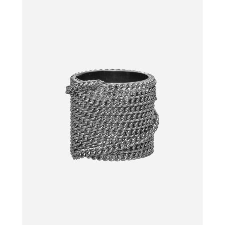 Brand New Stacked Chain Ring Antic Silver Fresh Release