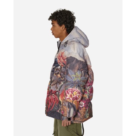 Brand New Botanical Landscape Puffer Jacket Multicolor Available for Immediate Shipping