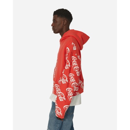 Brand New Coca-Cola Swirl Hooded Sweatshirt Red New Collection