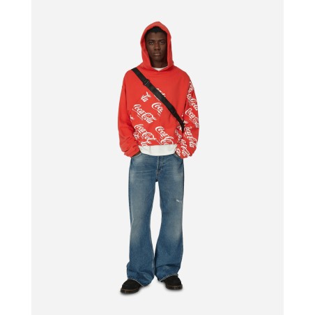 Brand New Coca-Cola Swirl Hooded Sweatshirt Red New Collection