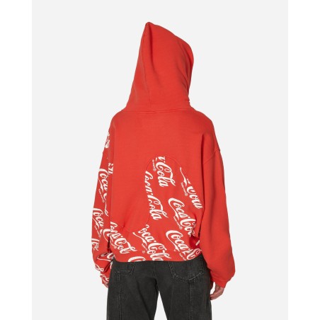 Brand New Coca-Cola Swirl Hooded Sweatshirt Red New Stock