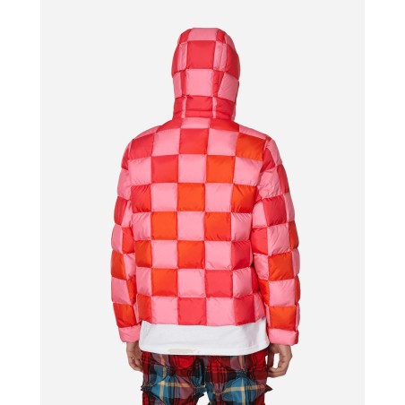 Brand New Gradient Checker Hooded Puffer Jacket Pink Ready for Shipment