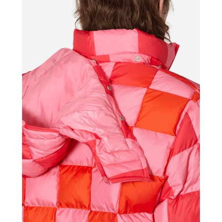 Brand New Gradient Checker Hooded Puffer Jacket Pink Ready for Shipment