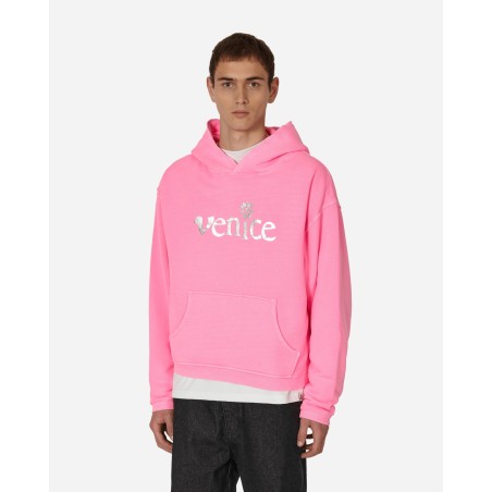 Brand New Silver Printed Venice Hooded Sweatshirt Pink Ready for Shipment