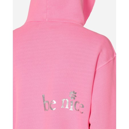 Brand New Silver Printed Venice Hooded Sweatshirt Pink Ready for Shipment