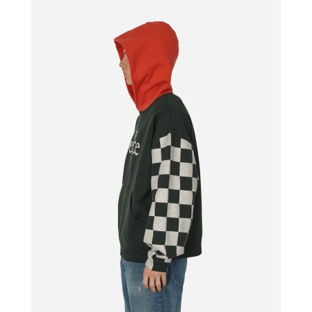 Brand New Venice Checked Sleeve Hooded Sweatshirt Black Just Launched