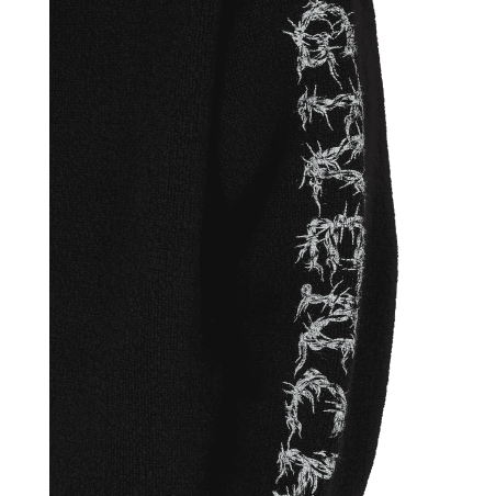 Brand New Barbed Wire Printed Hooded Zip Sweater Black New Stock