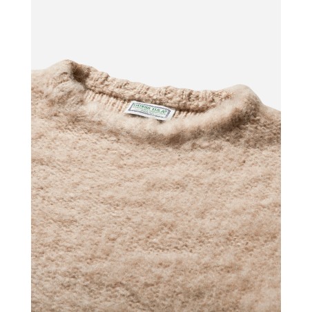 Brand New Women's Fuzzy Crewneck Sweater Oxford Tan