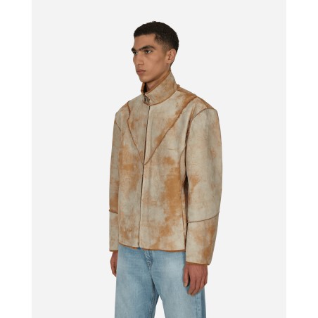 Brand New Leather Sherpa Jacket Beige Available for Immediate Shipping