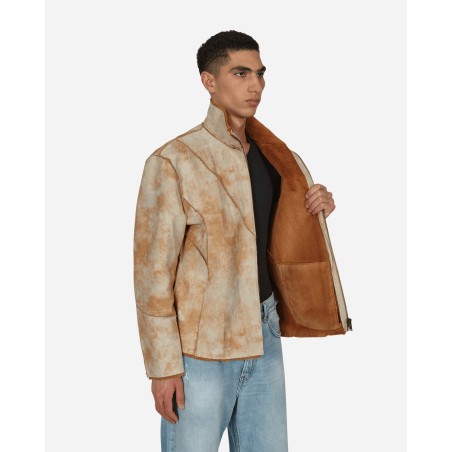 Brand New Leather Sherpa Jacket Beige Available for Immediate Shipping