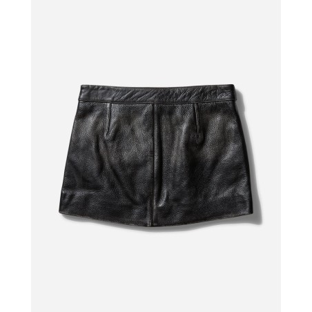 Brand New Women's Vintage Leather Skirt Jet Black