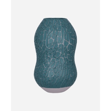 Brand New Crackle Vase By Seth Light Blue