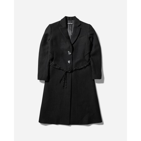 Brand New Women's Ceramic Button Long Coat Black In Stock