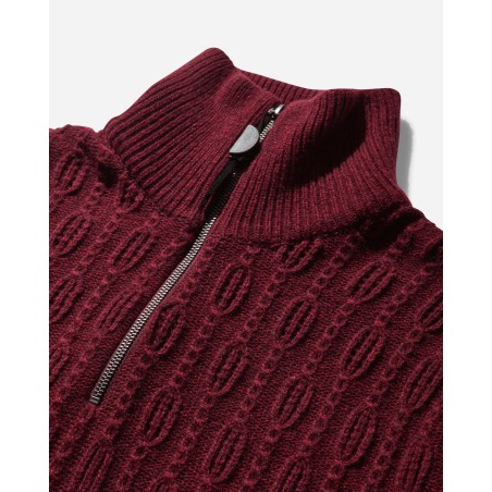 Brand New Women's Troyer Knit Sweater with Gloves Burgundy Available for Immediate Shipping