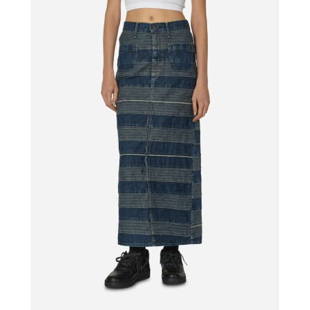 Brand New Scratch Long Denim Skirt Indigo Latest Edition