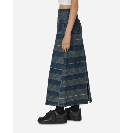 Brand New Scratch Long Denim Skirt Indigo Latest Edition