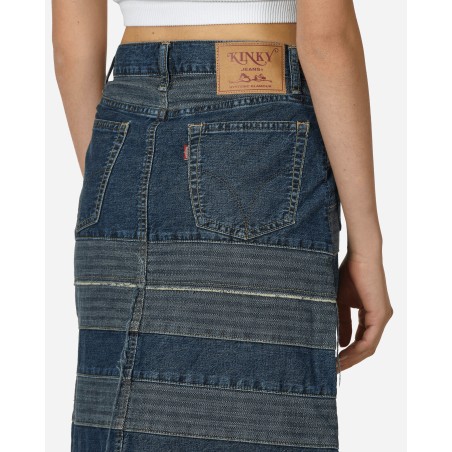 Brand New Scratch Long Denim Skirt Indigo Latest Edition