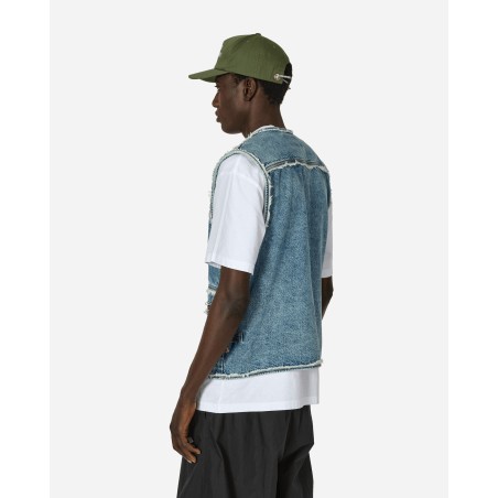 Brand New Fringes Utility Denim Vest Blue New Collection