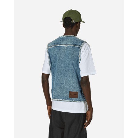 Brand New Fringes Utility Denim Vest Blue New Collection