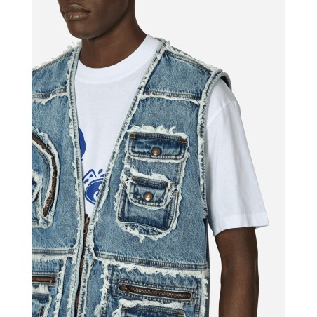 Brand New Fringes Utility Denim Vest Blue New Collection