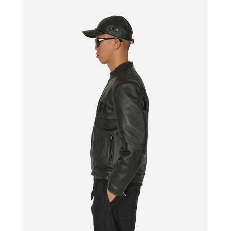 Brand New Logo Leather Jacket Black Just In