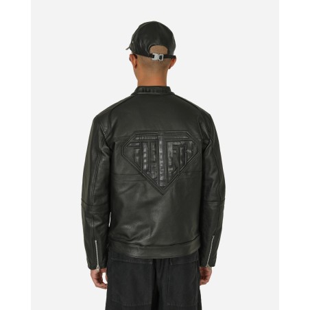 Brand New Logo Leather Jacket Black Just In