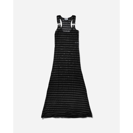 Brand New Women's Striped Mesh Long Dress Black