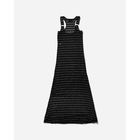 Brand New Women's Striped Mesh Long Dress Black