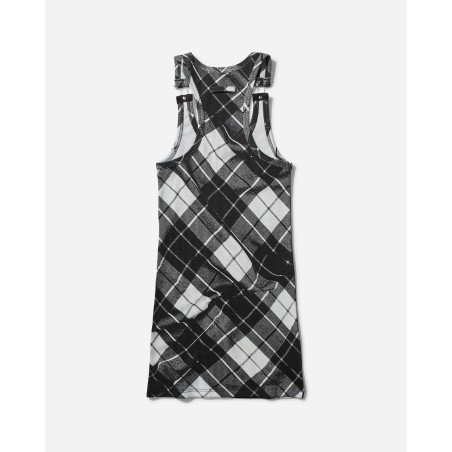 Brand New Women's Strapped Tartan Dress Black / Grey / White