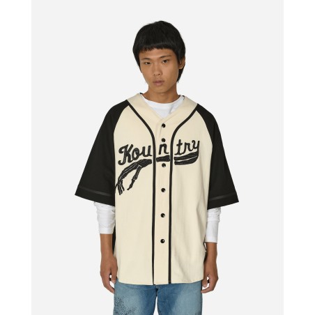 Brand New 16/-Densed Jersey Baseball Shirt (Bone) Ecru / Black Fresh Release