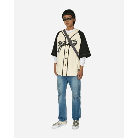 Brand New 16/-Densed Jersey Baseball Shirt (Bone) Ecru / Black Fresh Release