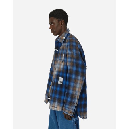 Brand New Vintage-Like Check Shirt Blue Limited Stock