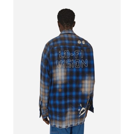 Brand New Vintage-Like Check Shirt Blue Limited Stock