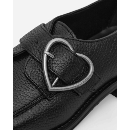 Brand New Women's Square Toe Buckle Loafers Black Just In