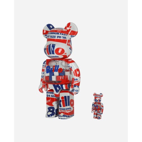 Brand New 100% + 400% Andy Warhol Brillo Be@rbrick Multicolor On Hand Now