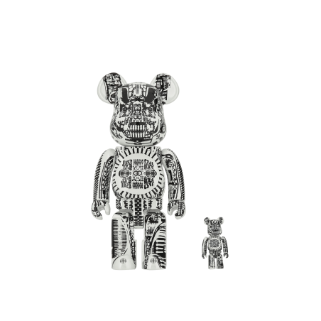 Brand New 100% + 400% H.R. Giger Chrome Version Be@rbrick White Just In