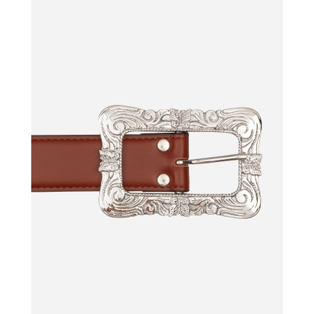 Brand New Papillon Square Buckle Belt Brown Ready for Shipment