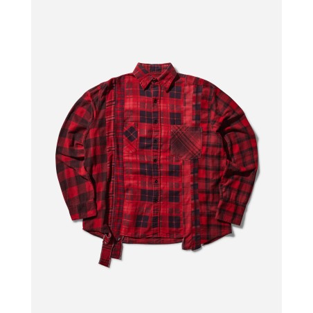 Brand New Men's 7 Cuts Flannel Shirt Over Dye Red Available for Immediate Shipping