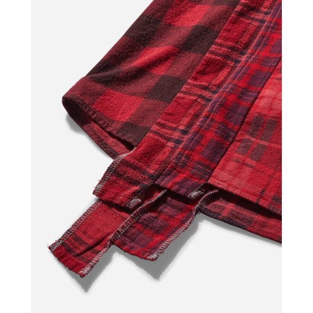 Brand New Men's 7 Cuts Flannel Shirt Over Dye Red Available for Immediate Shipping