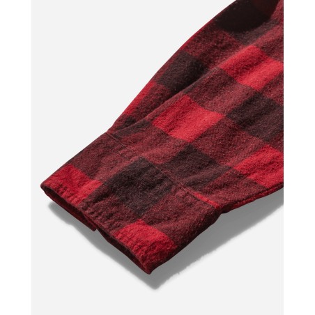 Brand New Men's 7 Cuts Flannel Shirt Over Dye Red Available for Immediate Shipping