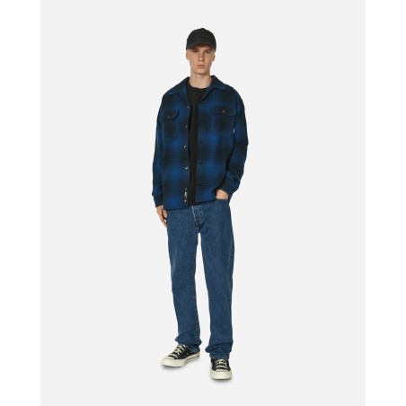 Brand New Wool Hombre Check Longsleeve Shirt Blue New Collection