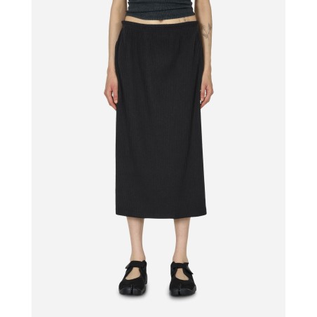 Brand New Chill Knit Ribbed Midi Skirt Black Hot New Item