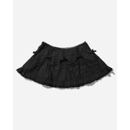 Brand New Women's Lace Trim Cotton Mini Skirt Black