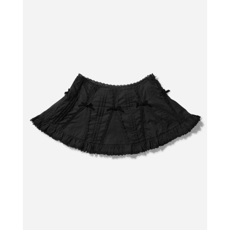 Brand New Women's Lace Trim Cotton Mini Skirt Black