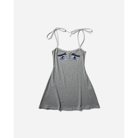 Brand New Women's "No Cry" Crying Eyes Printed Camisole Dress Grey Hot New Item