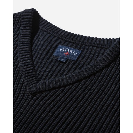 Brand New Men's V-Neck Shaker Stitch Sweater Navy New Release