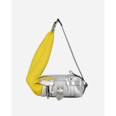 Brand New Mini Neoprene Leather Bag Silver / Yellow Available for Immediate Shipping