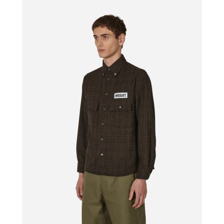 Brand New Checked Two Pocket Shirt Brown Available for Immediate Shipping