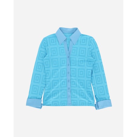 Brand New Women's Pattern Longsleeve Shirt Sky Blue Limited Stock